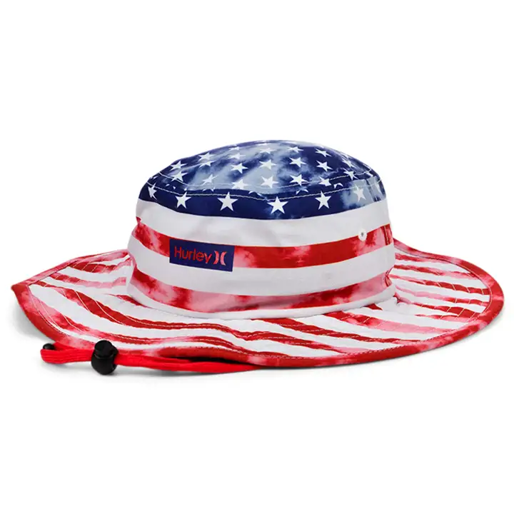 Chapeau boonie Hurley Printed Vegabond rouge/blanc/bleu