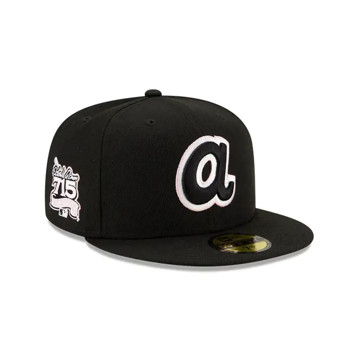 Casquette 59FIFTY MLB COLOR UV des Atlanta Braves NOIR/ROSE 25ème ANNIVERSAIRE DU 715
