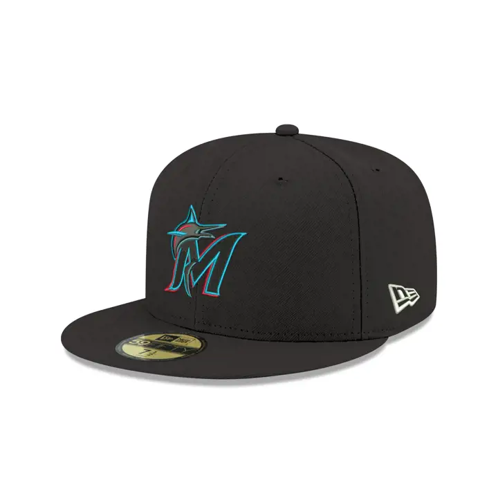 Miami Marlins MLB Laine Gris Anthracite Visière Noire