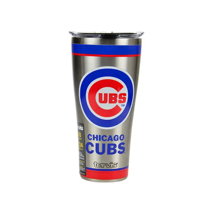 Chicago Cubs – Gobelet isotherme en acier inoxydable de 887 ml – MLB Tradition – Argent/Rouge/Bleu