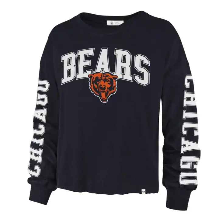 T-shirt manches longues Chicago Bears NFL Parkway pour femme 21 bleu marine