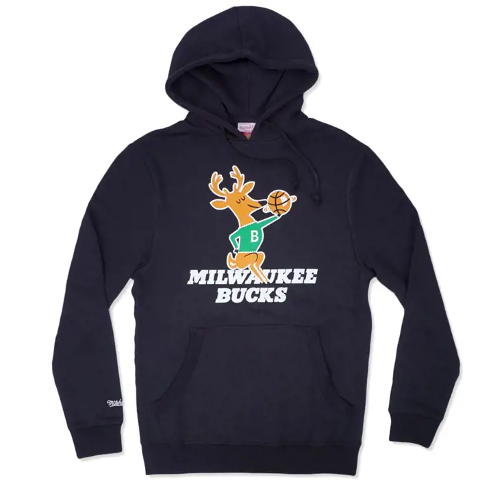 MILWAUKEE BUCKS NBA MN Sweat à Capuche Logo Rétro blk