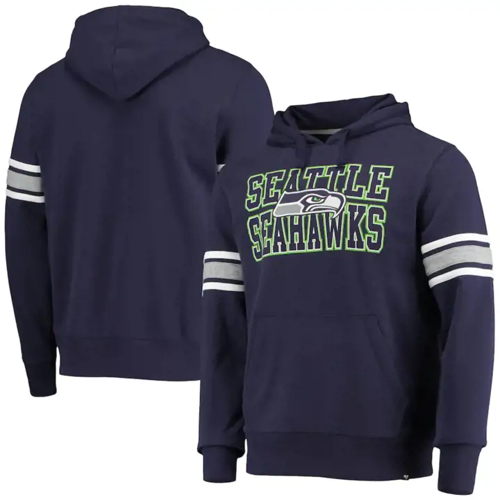 SEATTLE SEAHAWKS NFL Manches Rayées Capuche 21 MARINE