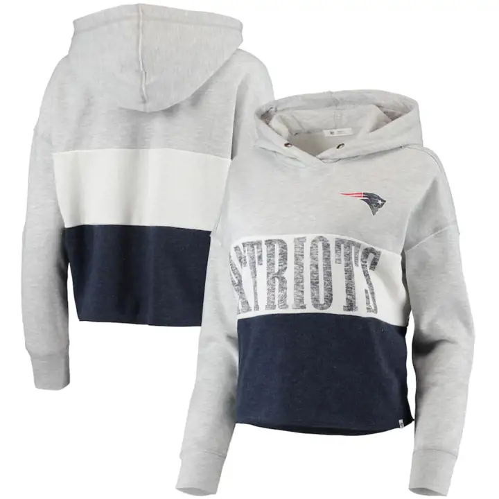 New England Patriots NFL Sweat à capuche court femme Lizzy 21 GRY