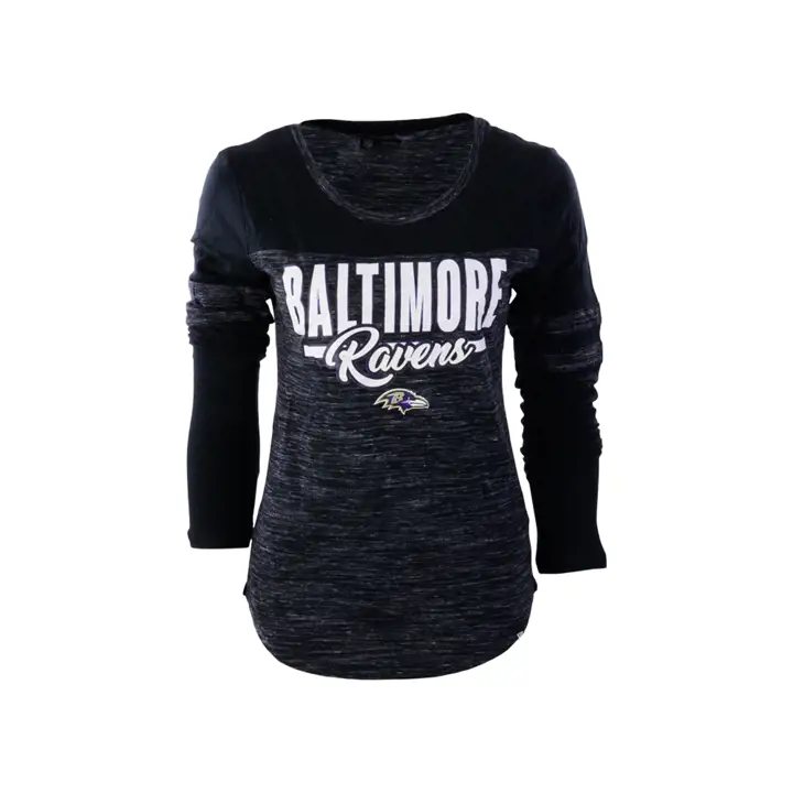 Baltimore Ravens NFL Femme Manches Longues Space Dye 21 NOIR