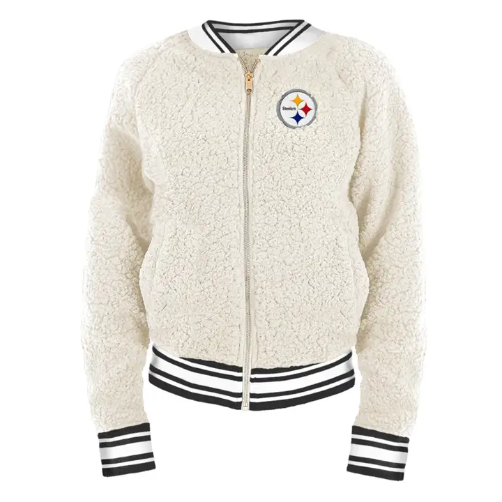 Veste bomber en sherpa NFL Pittsburgh Steelers pour femme 21 BLANCHE