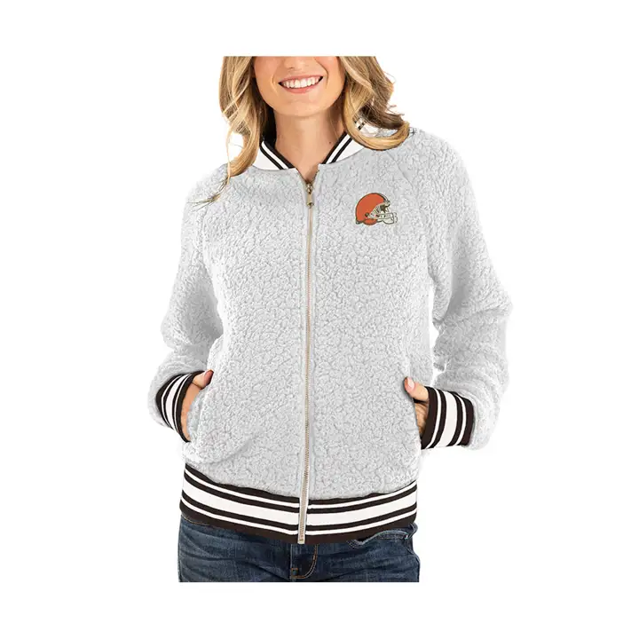 Blouson aviateur Sherpa NFL Cleveland Browns pour femme 21 BLN