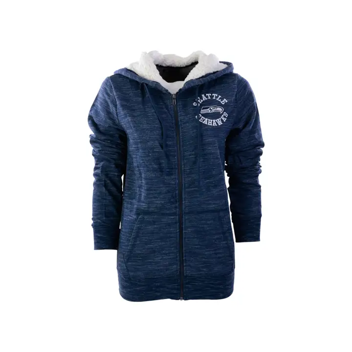 Seattle Seahawks NFL Femme à Capuche Zippé Sherpa Chiné 21 Bleu