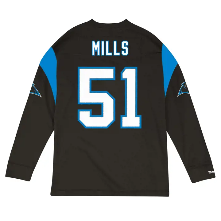 CAROLINA PANTHERS NFL Nom et Numéro Manches longues Mills noir
