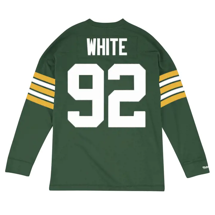 GREEN BAY PACKERS NFL T-shirt à manches longues Nom et Numéro Blanc grn