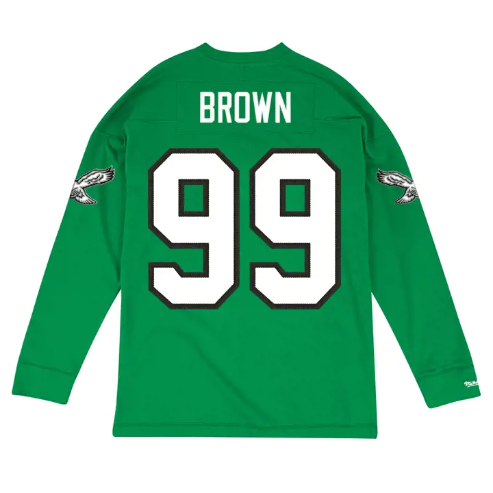 PHILADELPHIA EAGLES NFL Nom et numéro manches longues marron vert