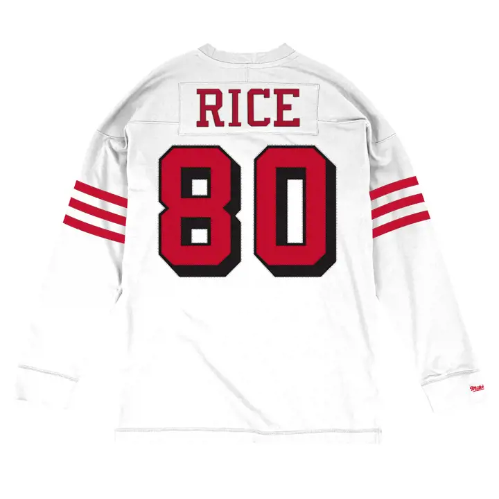 SAN FRANCISCO 49ERS NFL Nom et Numéro Manches Longues Rice blc