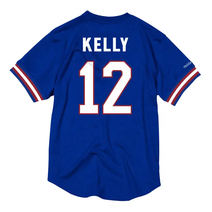 Maillot NFL Buffalo Bills - Nom et numéro en maille - Col rond - Couleur Kelly