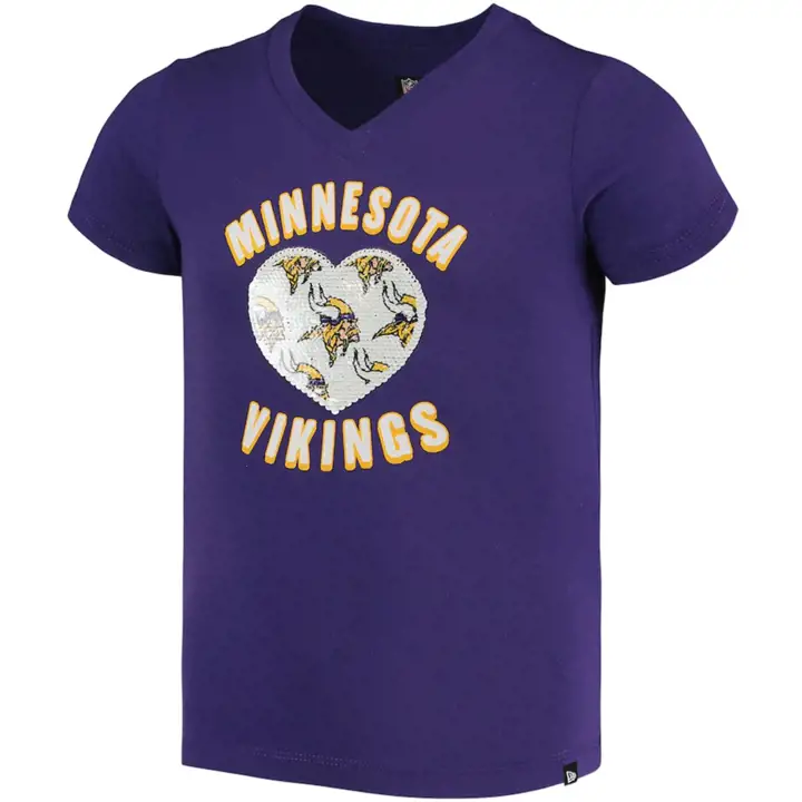 MINNESOTA VIKINGS NFL Fille Jeunesse Cœur Paillettes Réversibles 21 pur
