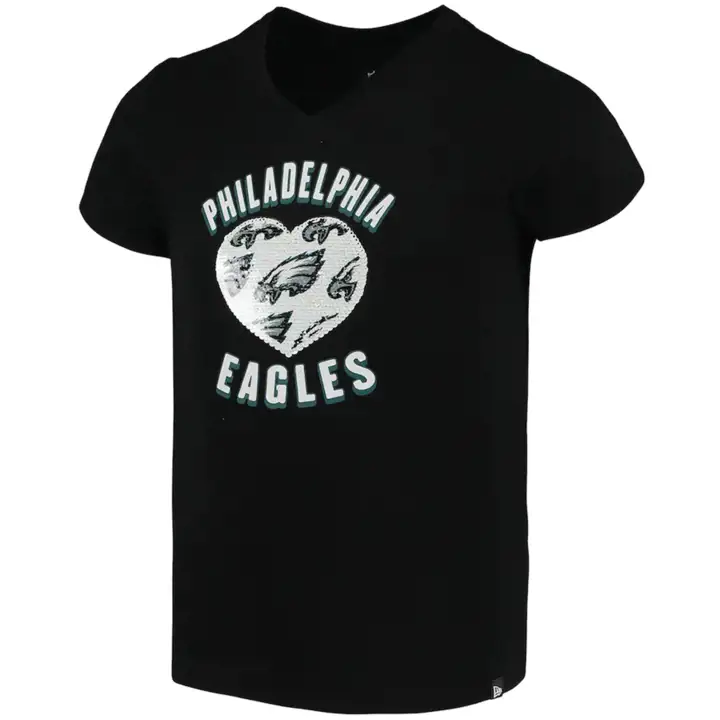 PHILADELPHIA EAGLES NFL Fille Junior Cœur Paillettes Réversibles 21 blk