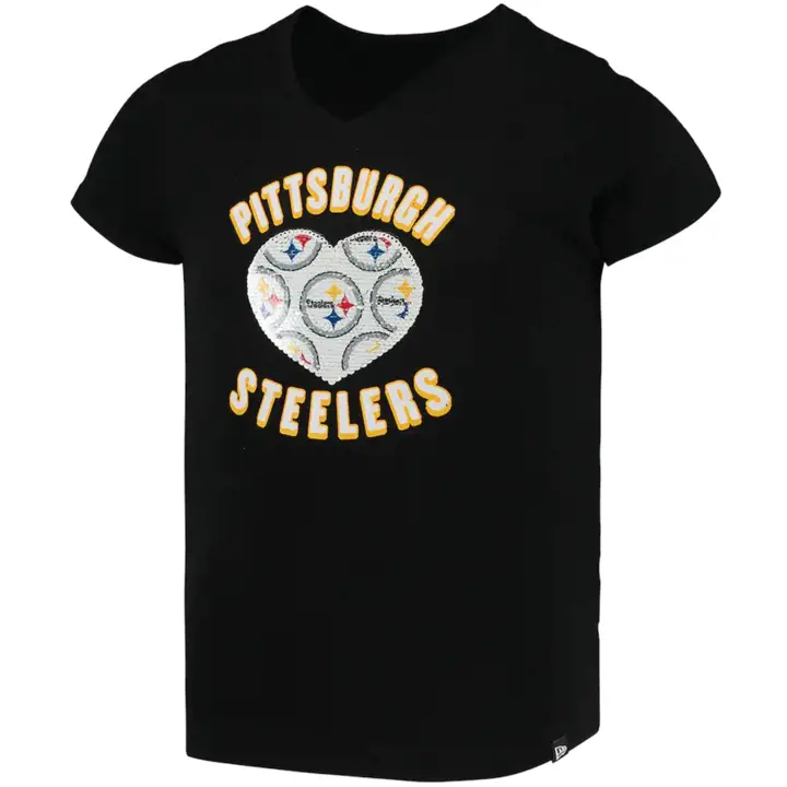 PITTSBURGH STEELERS NFL Fille Jeune Cœur Paillettes Réversibles 21 blk