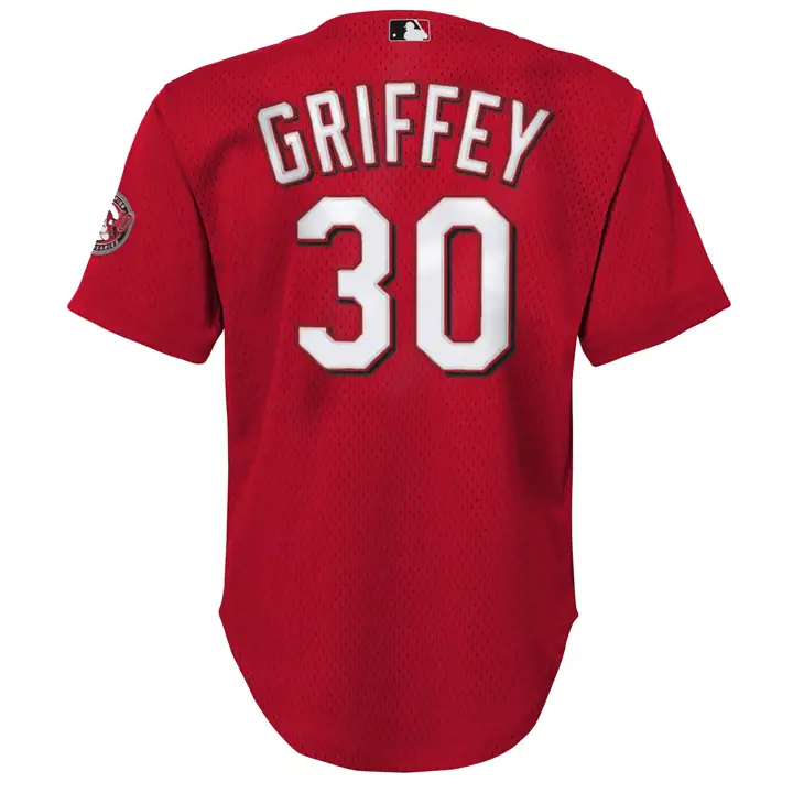 Maillot en maille authentique REDS MLB Youth M&N BP Ken Griffey Jr. rouge