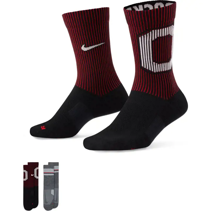 Chaussettes d'équipage Ohio State Buckeyes NCAA 2 couleurs pack noir/gris