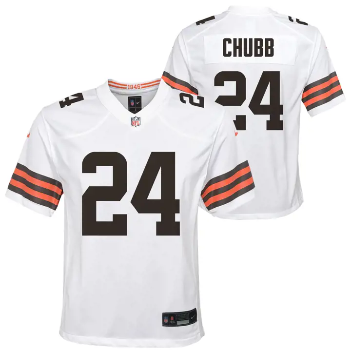 Maillot de match jeune NFL des Cleveland Browns Nick Chubb blanc