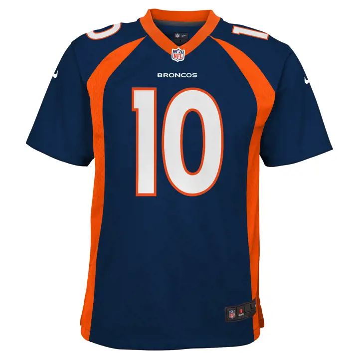 Maillot de match NFL Jerry Jeudy bleu marine pour jeune des Broncos de Denver