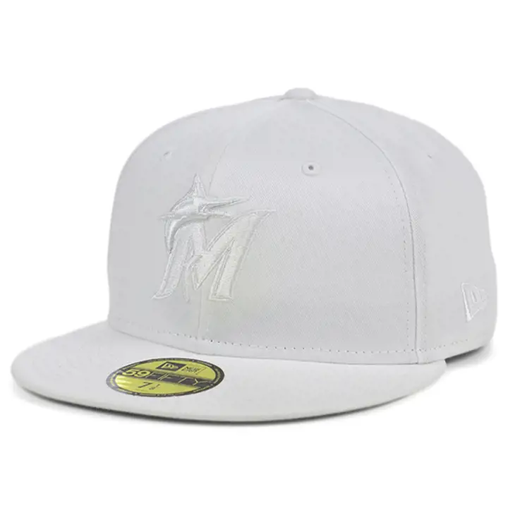 M Marlins MLB ALL WHITE COLLECTION 59FIFTY BLC/BLC