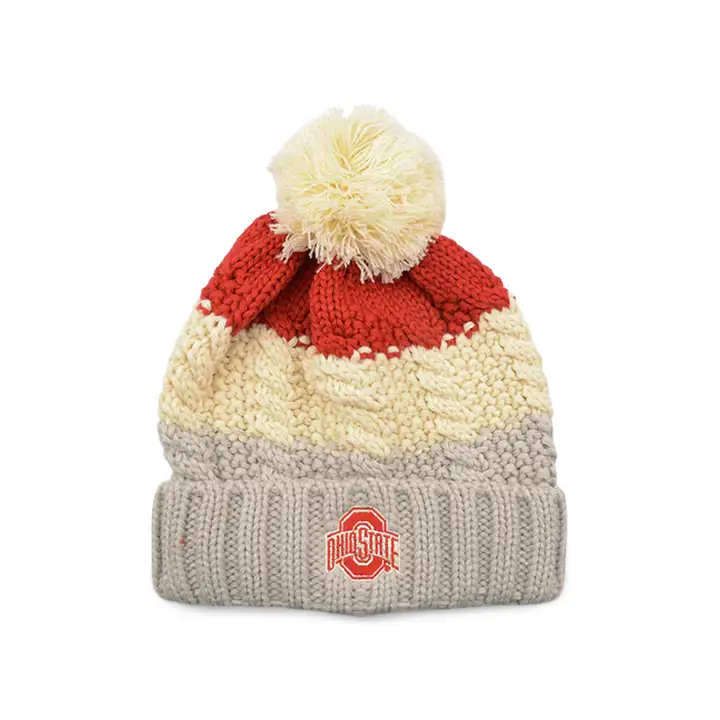 Ohio St B NCAA bonnet tricoté avec revers rouge/gris/blanc
