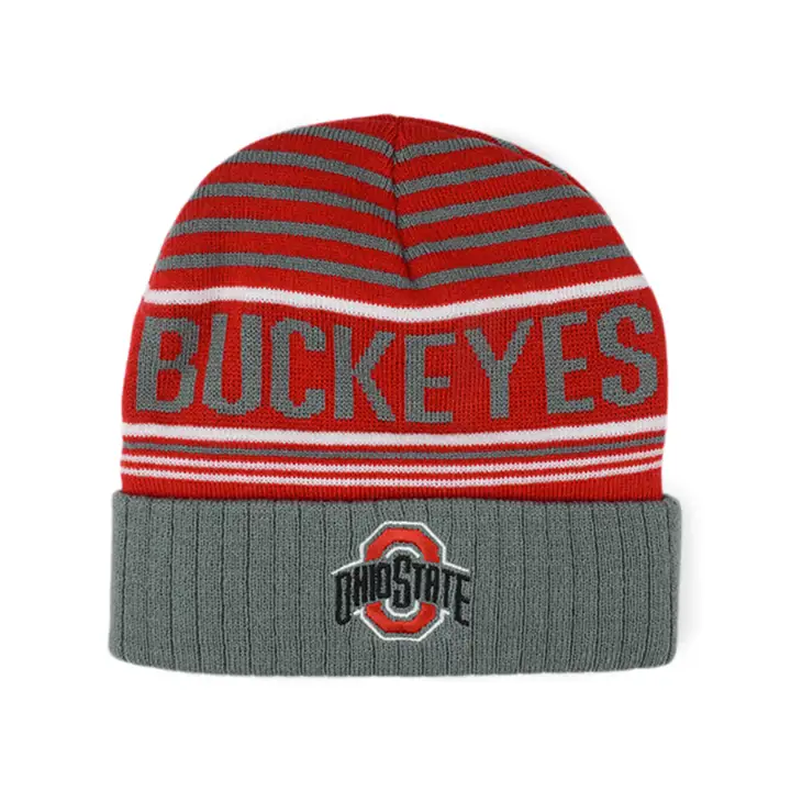 Bonnet en maille avec revers NCAA Escalation Rouge/Noir/Blanc des Ohio State Buckeyes