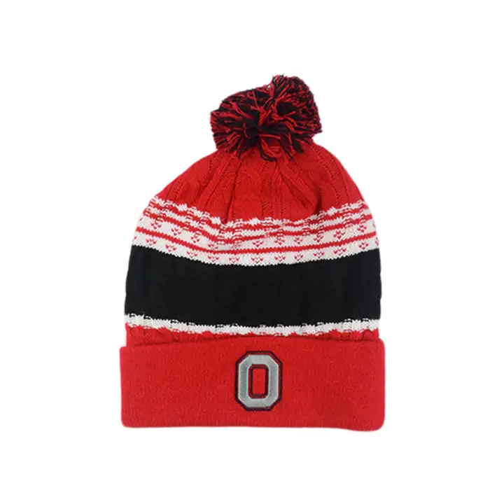 Ohio State Buckeyes NCAA NWL Bonnet en tricot à revers Altitude ROUGE/NOIR/BLANC