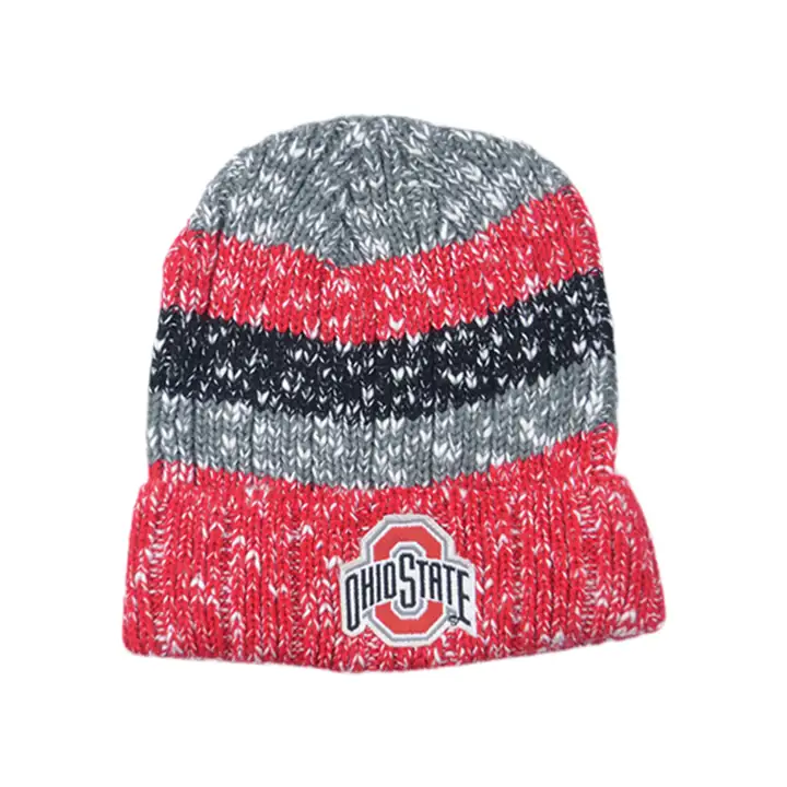 Ohio State Buckeyes NCAA NWL Bonnet en tricot à revers – Rouge/Noir/Blanc