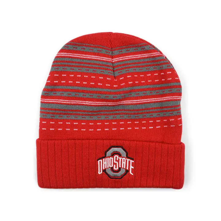 Ohio State Buckeyes NCAA Rime Bonnet en maille à revers trois tons ROUGE/NOIR