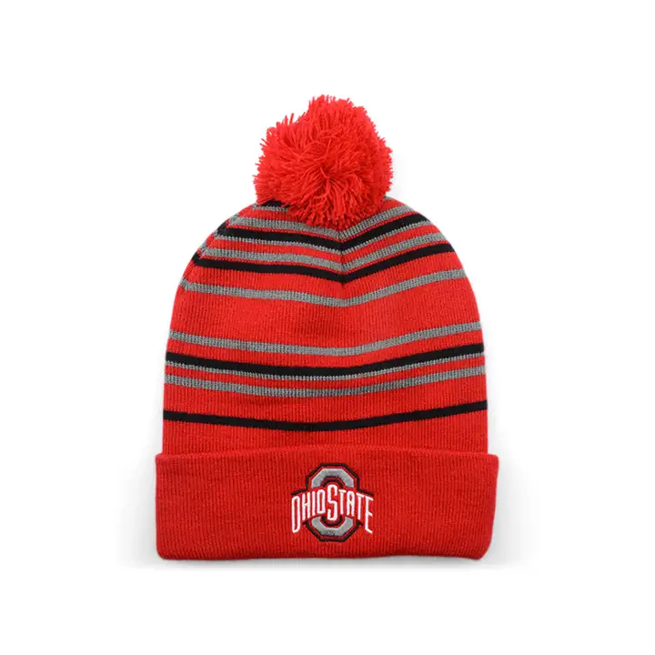 Ohio St B NCAA Socket Cuffed Knit rouge