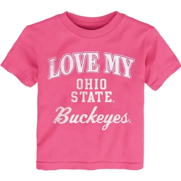 T-shirt Ohio State Buckeyes NCAA pour jeunes filles, motif Love, 21 PNK