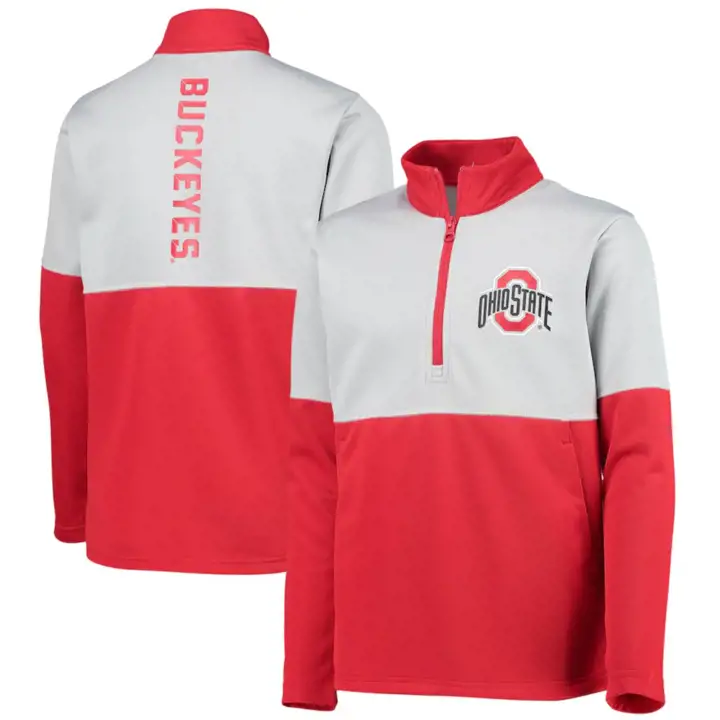 Ohio State Buckeyes NCAA – Chandail pour enfant ¼ de zip Quick Snap 21 ROUGE