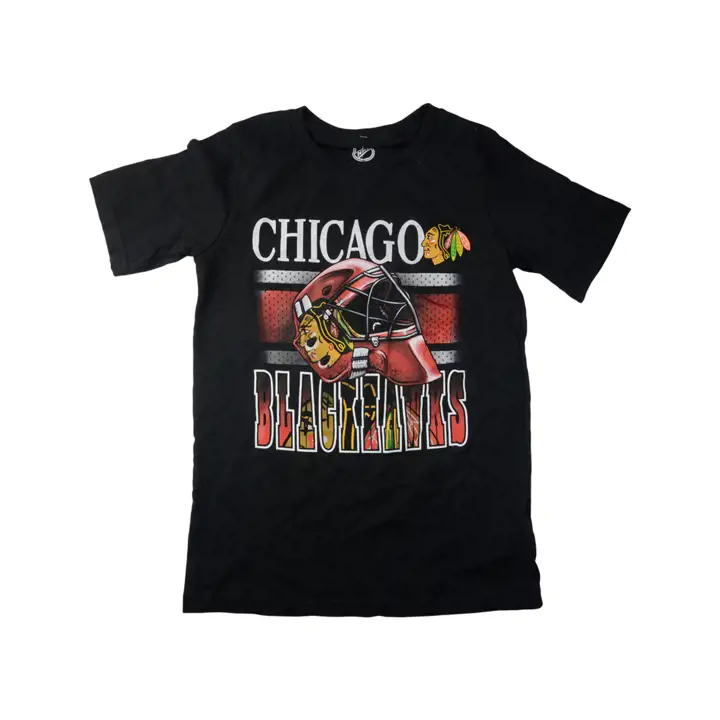 T-shirt Noir NHL Jeunesse Casque Blackhawks