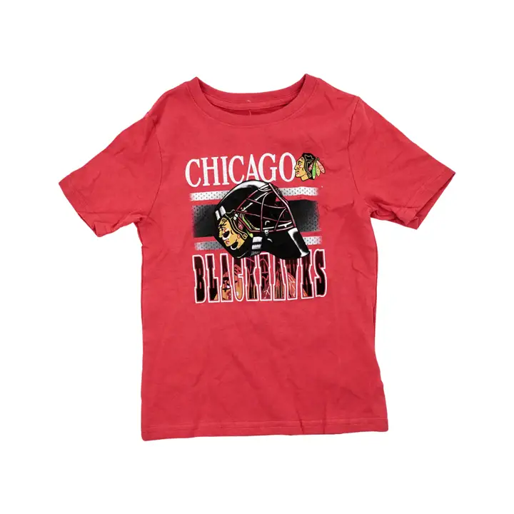 T-shirt Rouge pour enfants Chicago Blackhawks NHL avec casque