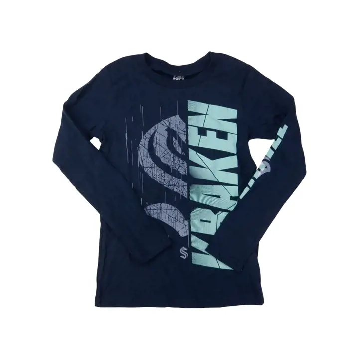 T-shirt manches longues Seattle Kraken LNH « Bonus Time » pour jeune – Bleu marine