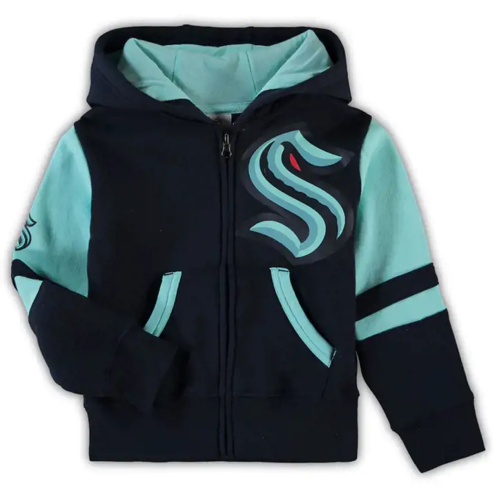 Sweat à capuche zippé enfant NHL Seattle Kraken Faceoff 22 marine