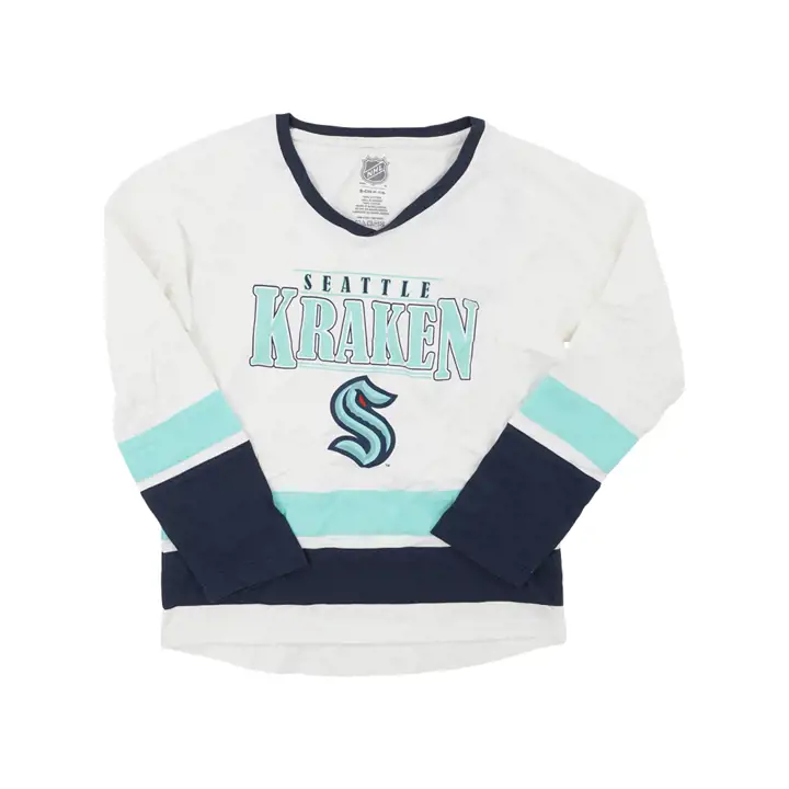 Haut à manches longues Seattle Kraken LNH pour filles Record Breaker blanc