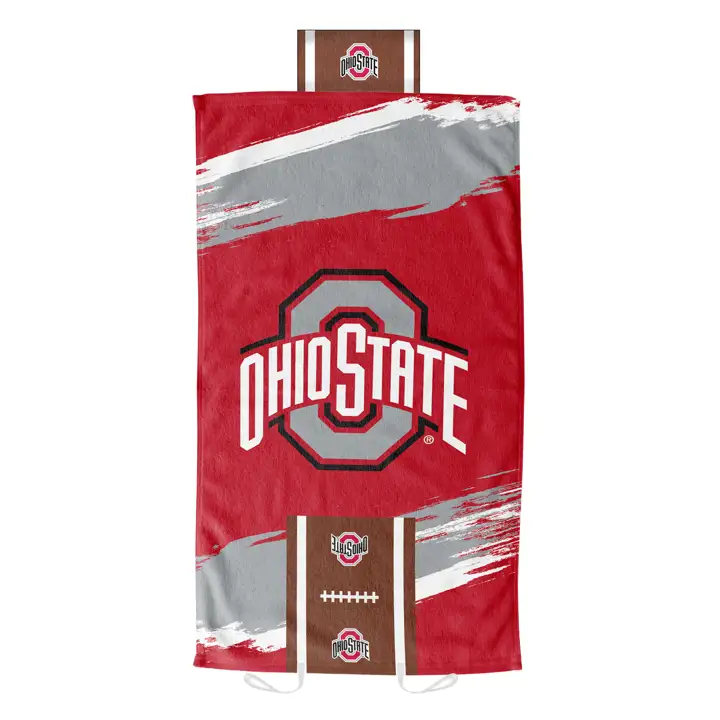 Serviette Ohio State Buckeyes 32x64 avec oreiller intégré rouge/blanc