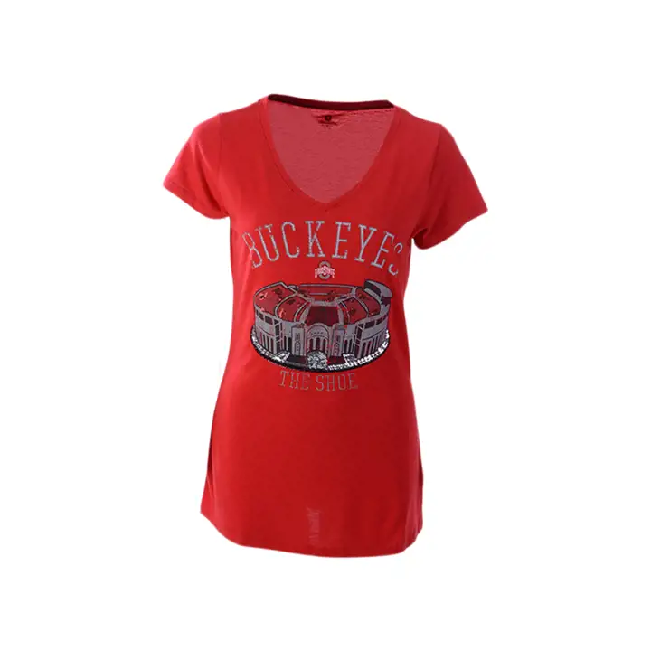 T-shirt grand chelem femme NCAA Buckeyes de l'Ohio State ROUGE