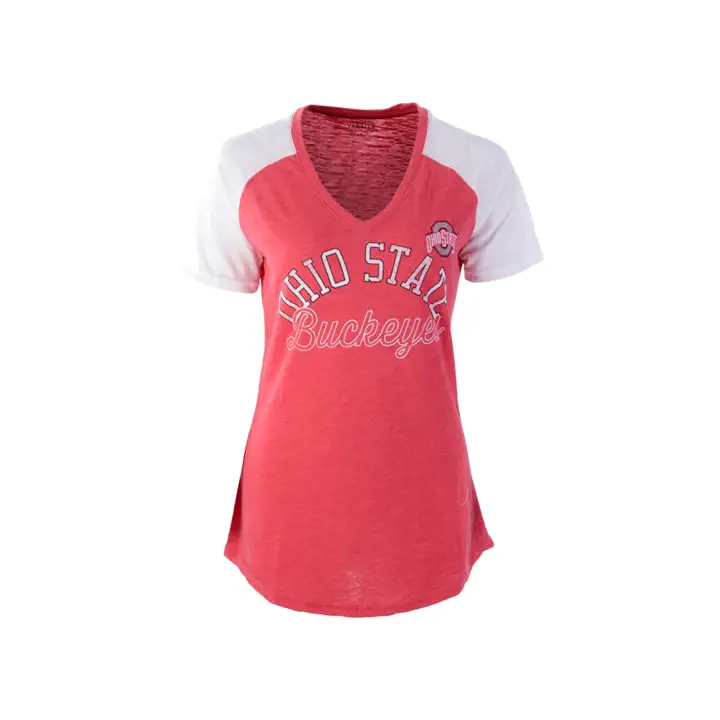 T-shirt Raglan Femme NCAA Ohio State Buckeyes ROUGE