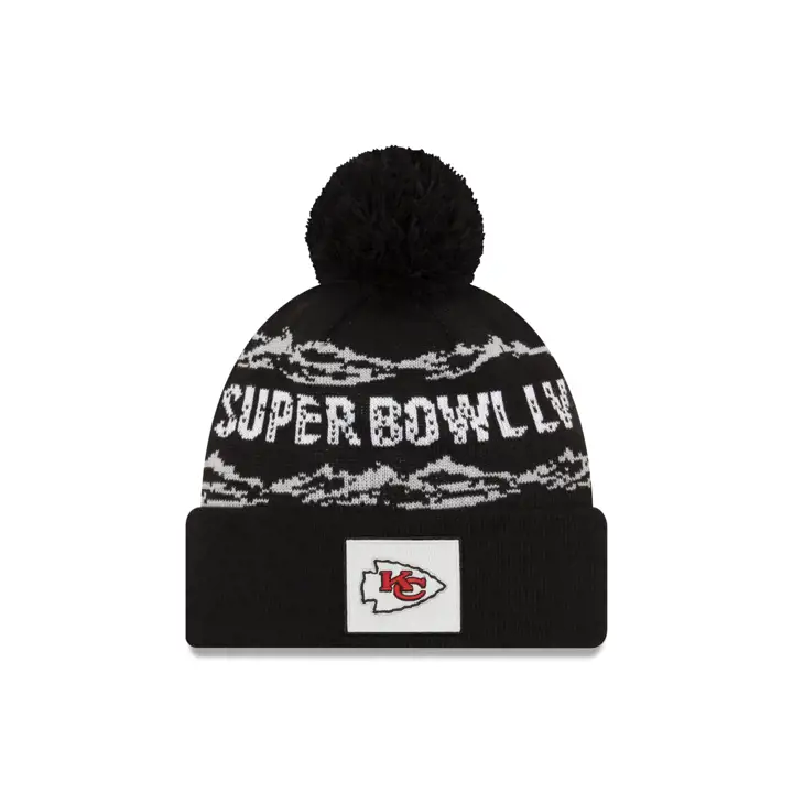Bonnet à pompon Kansas City Chiefs SB LV Participant BLK