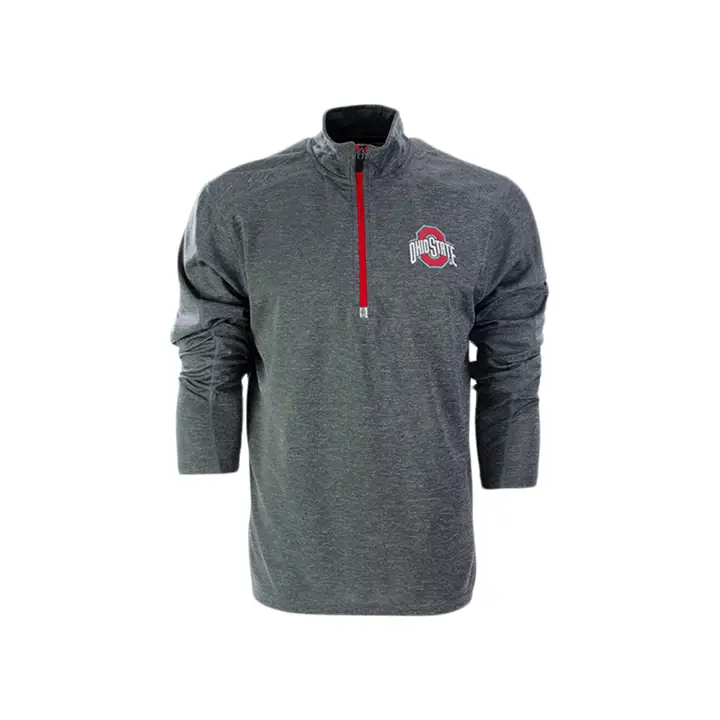 Ohio State Buckeyes NCAA Pull Demi-Zip Chiné GRIS