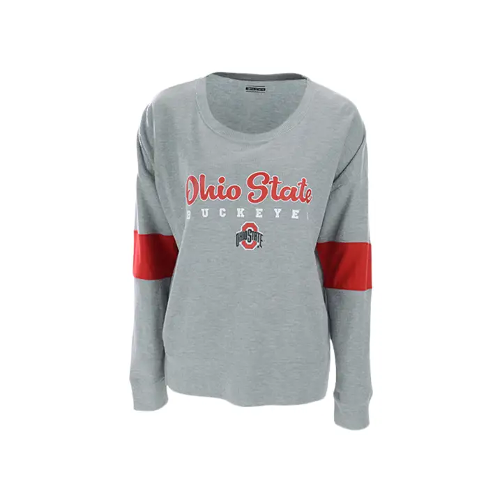 T-shirt manches longues à rayures aux coudes NCAA Ohio State Buckeyes LGRY