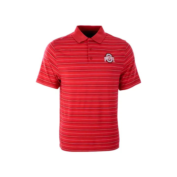 Polo en rayonne rayé NCAA Ohio State Buckeyes ROUGE
