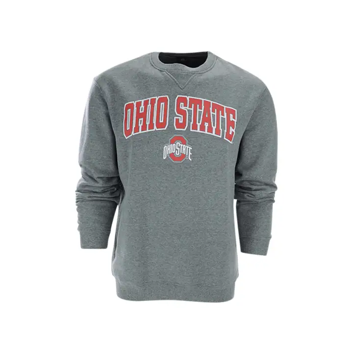 Sweat-shirt ras du cou polaire basique NCAA Buckeyes de l'Ohio State GRIS