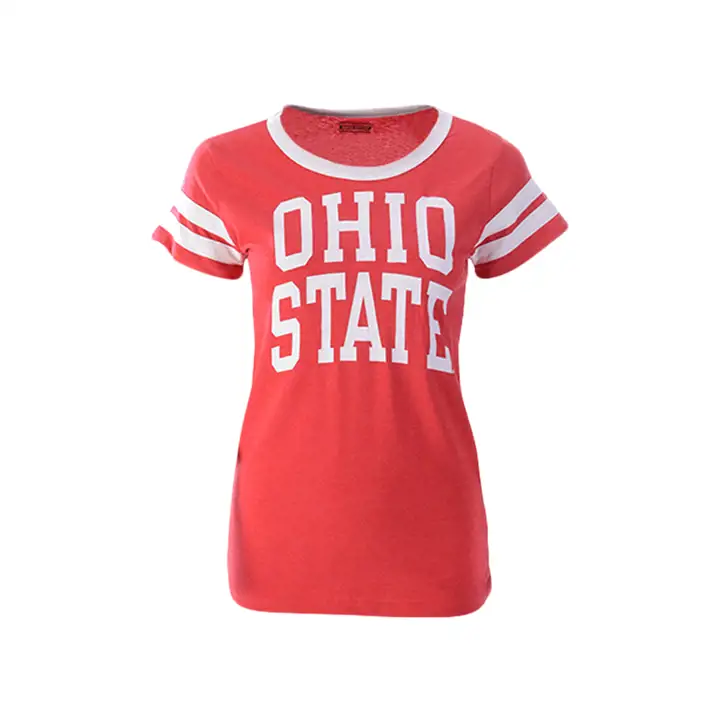 T-shirt Ringer Femme NCAA Ohio State Buckeyes ROUGE