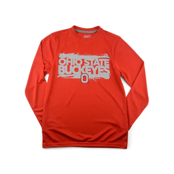 T-shirt à manches longues Ohio State Buckeyes NCAA Basic Poly ROUGE