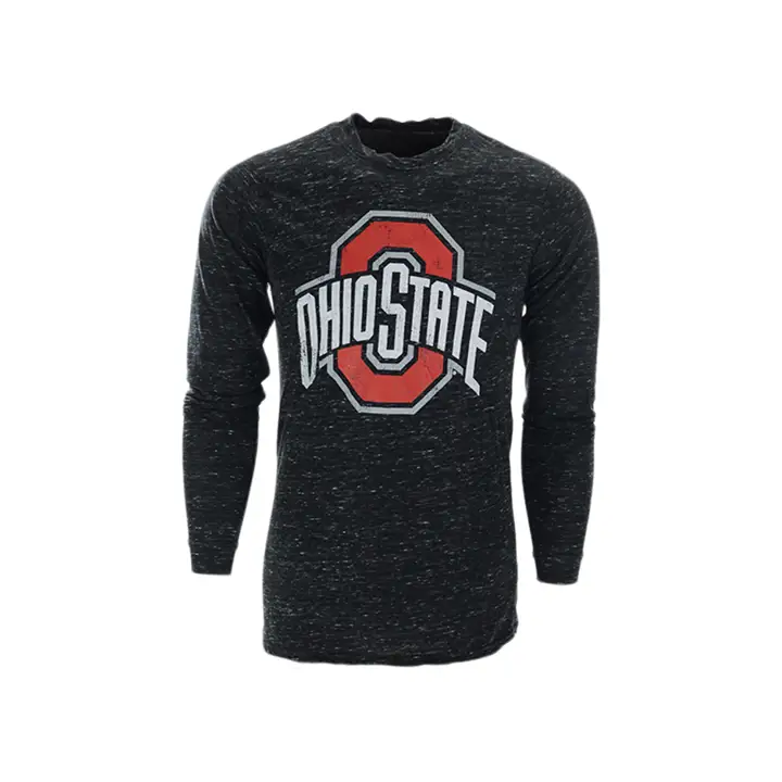 T-shirt à manches longues Ohio State Buckeyes NCAA en tissu tri-mélange noir
