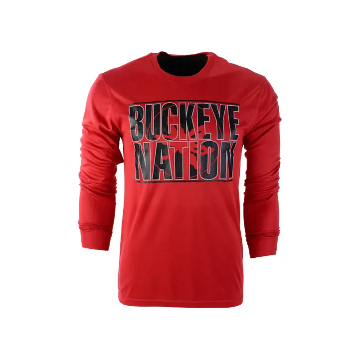T-shirt manches longues en polyester NCAA Buckeyes de l'Ohio State ROUGE